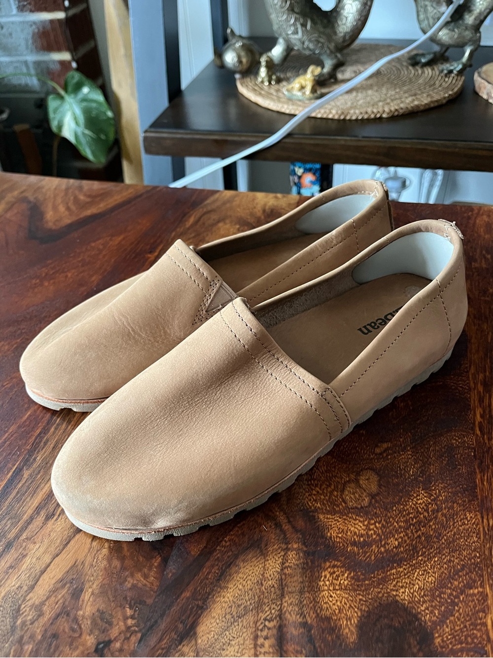 LL Bean Suede Lakewashed Slip On Shoes 512229 Leather Loafer Tan Comfy Beige